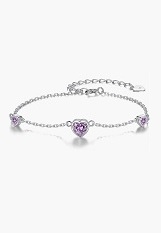 catchy small silver June birthstone girls bracelet
